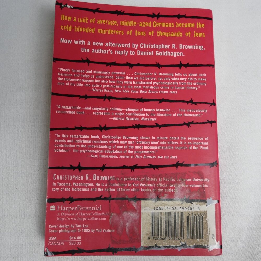 "Ordinary Men" By Christopher R. Browning Paperback - Picture 2 of 3